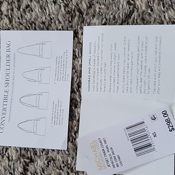 Michael Kors JetSet Chain Legacy Pearl Grey Leather Shoulder Bag - Picture 8 of 9